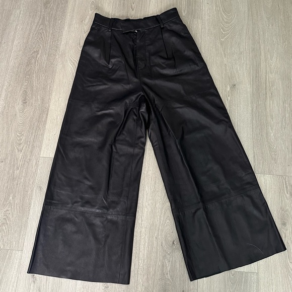 AMIRI Black Leather Wide Led Pants